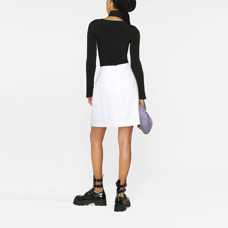 Shop (Women) Alexander McQueen SS22  High-Waist Asymmetric Wrap A-Line Skirt White 710515-QJAAC-9016