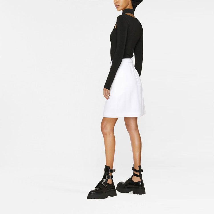 Purchase (Women) Alexander McQueen SS22  High-Waist Asymmetric Wrap A-Line Skirt White 710515-QJAAC-9016