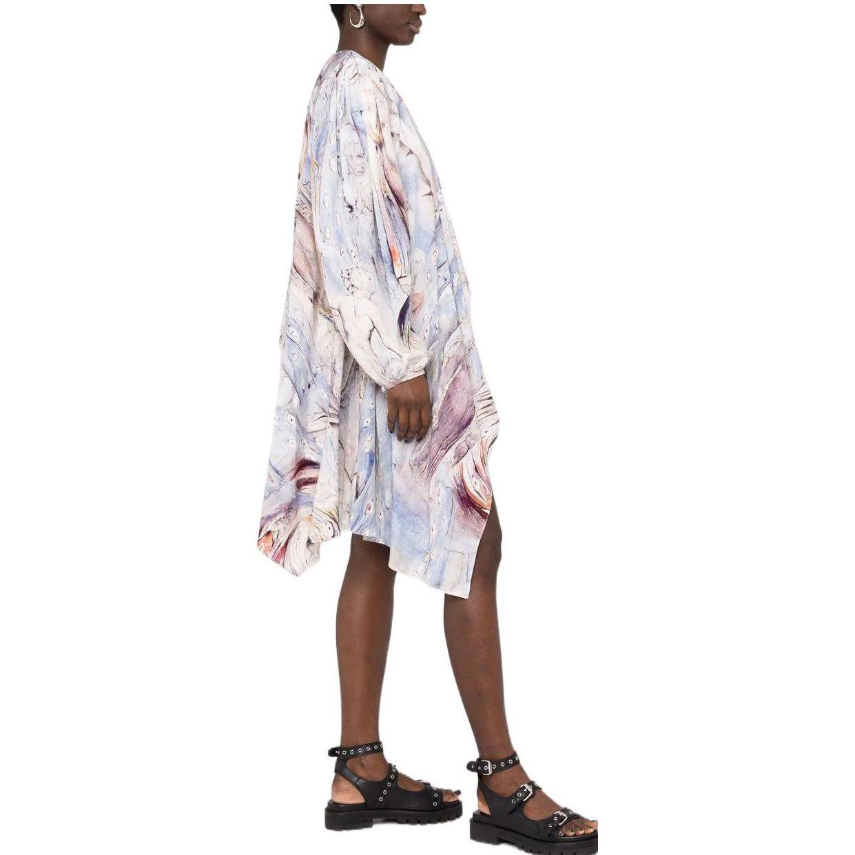 Purchase (Women) Alexander McQueen SS22  Pattern Print Draped Long Sleeve Dress Multicolor 686642-QCAEV-4122