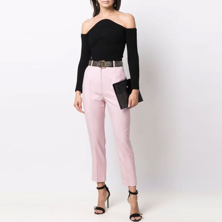 Lookbook (W) Alexander McQueen SS22 Pantalones Rosas Ajustados a la Altura del Tobillo 585809-QJACB-5072