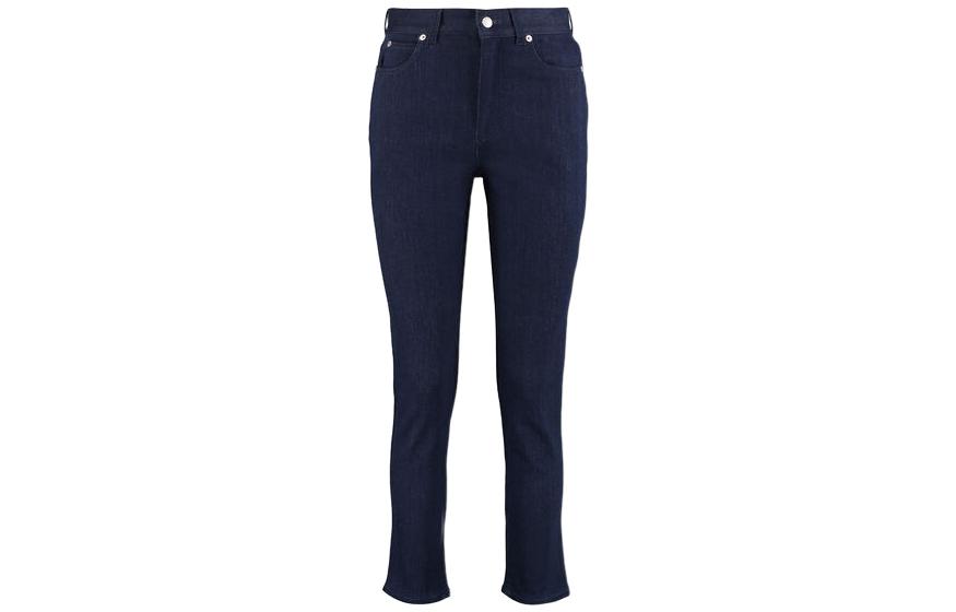 (Women) Alexander McQueen SS22  Solid Button Denim Pants Blue. 687117-QMABN-4116