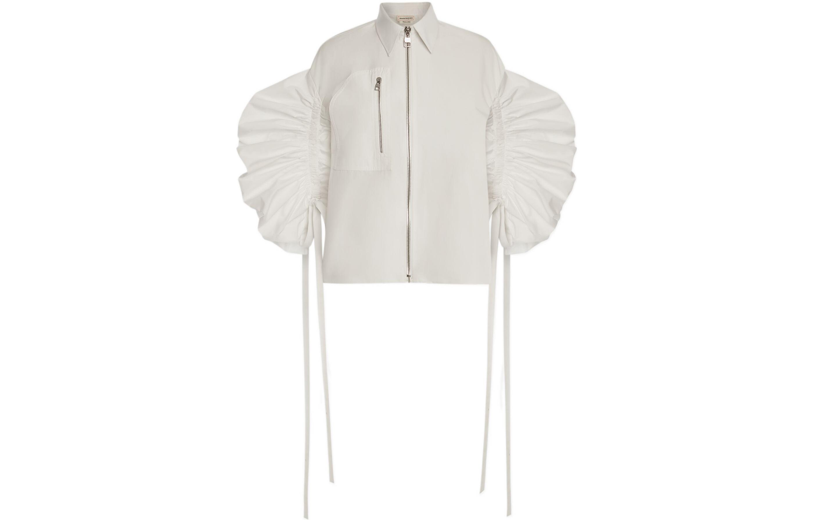 (Women) Alexander McQueen SS22  White Parka-Style Long Sleeve Shirt 700639QAAAY9000