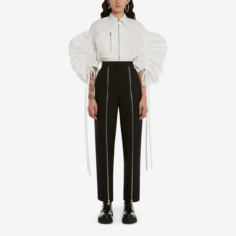 Lookbook (Women) Alexander McQueen SS22  White Parka-Style Long Sleeve Shirt 700639QAAAY9000