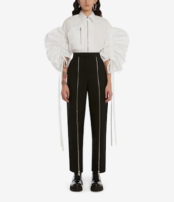 (Women) Alexander McQueen SS22 White Parka-Style Long Sleeve Shirt 700639QAAAY9000 Lookbook (Women) Alexander McQueen SS22 White Parka-Style Long Sleeve Shirt 700639QAAAY9000