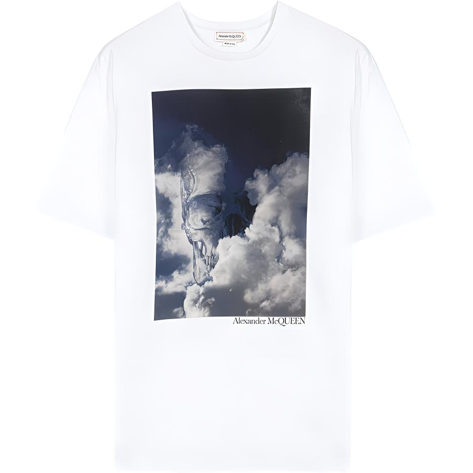 (Women) Alexander McQueen SS22  White Printed Crewneck Short Sleeve T-Shirt 701325-QZAFU-0900