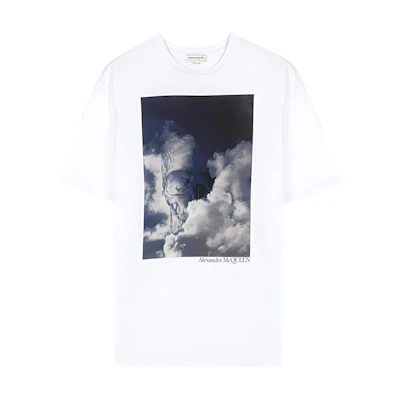 (Women) Alexander McQueen SS22 White Printed Crewneck Short Sleeve T-Shirt 701325-QZAFU-0900