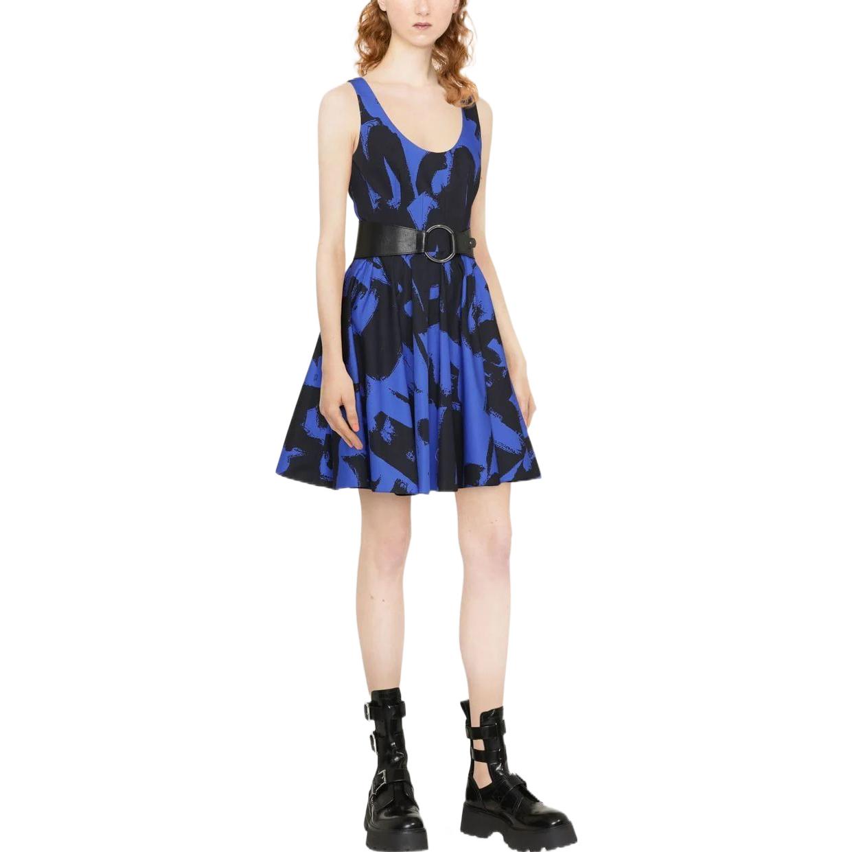 Lookbook (Women) Alexander McQueen SS22 Color Block Sleeveless A-Line Dress Blue -  Fashion 708998-QCAFL-4148