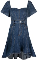 (Women) Alexander McQueen SS22 High-Low Hem Denim Short Sleeve Dress Blue 687406QMABP4118 (Women) Alexander McQueen SS22 High-Low Hem Denim Short Sleeve Dress Blue 687406QMABP4118