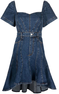 (Women) Alexander McQueen SS22 High-Low Hem Denim Short Sleeve Dress Blue 687406QMABP4118 Buy (Women) Alexander McQueen SS22 High-Low Hem Denim Short Sleeve Dress Blue 687406QMABP4118