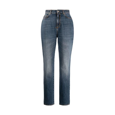(Women) Alexander McQueen SS22 High-Waisted Tapered Vintage Jeans Women Blue 687474-QMABP-4118