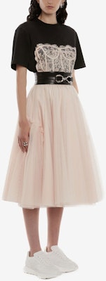 (W) Alexander McQueen SS22黑色蕾絲胸衣印花圓領短袖T恤 女款 689062-QZAFC-0541 Purchase (W) Alexander McQueen SS22黑色蕾絲胸衣印花圓領短袖T恤 女款 689062-QZAFC-0541