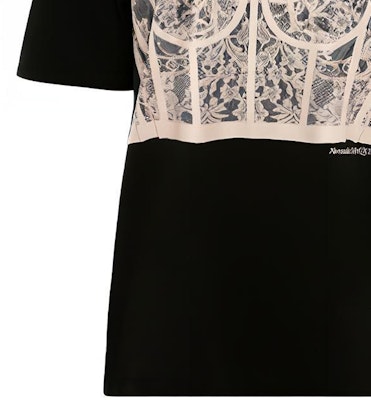 (W) Alexander McQueen SS22黑色蕾絲胸衣印花圓領短袖T恤 女款 689062-QZAFC-0541 Sizing (W) Alexander McQueen SS22黑色蕾絲胸衣印花圓領短袖T恤 女款 689062-QZAFC-0541