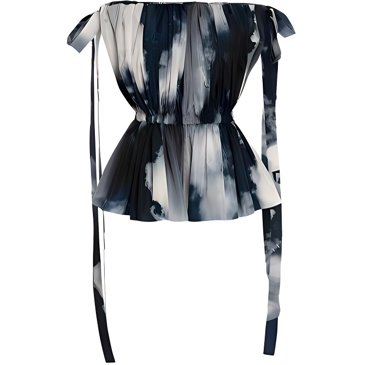 (Women) Alexander McQueen SS22 Off-Shoulder Bow Sleeveless Shirt Blue Women. 696898-QDAES-4136