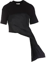 (Women) Alexander McQueen SS23 Black Draped Short Sleeve Solid T-Shirt 733976QLAA61000 (Women) Alexander McQueen SS23 Black Draped Short Sleeve Solid T-Shirt 733976QLAA61000