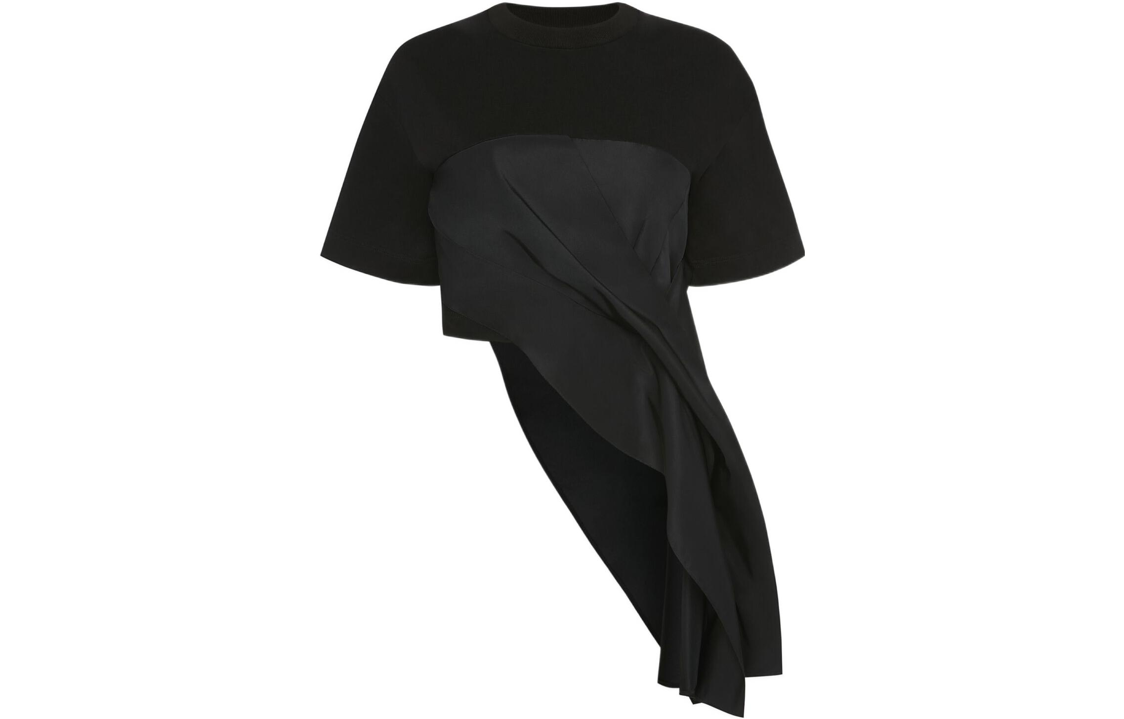 (Women) Alexander McQueen SS23  Black Draped Short Sleeve Solid T-Shirt 733976QLAA61000 圖 2
