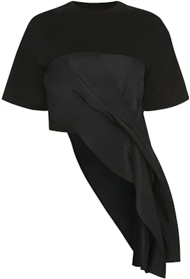 (W) Alexander McQueen SS23 Kaos Hitam Lengan Pendek Draped Solid 733976QLAA61000 Order (W) Alexander McQueen SS23 Kaos Hitam Lengan Pendek Draped Solid 733976QLAA61000