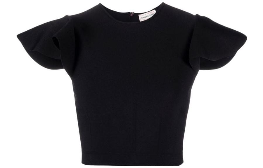 (Women) Alexander McQueen SS23  Black Solid Casual Flared Short Sleeve T-Shirt 734626-Q1A43-1000 圖 2