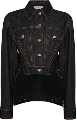 (Women) Alexander McQueen SS23 Blue Asymmetric Hem Single-Breasted Denim Jacket. 744929-QMACD-4158 Buy (Women) Alexander McQueen SS23 Blue Asymmetric Hem Single-Breasted Denim Jacket. 744929-QMACD-4158