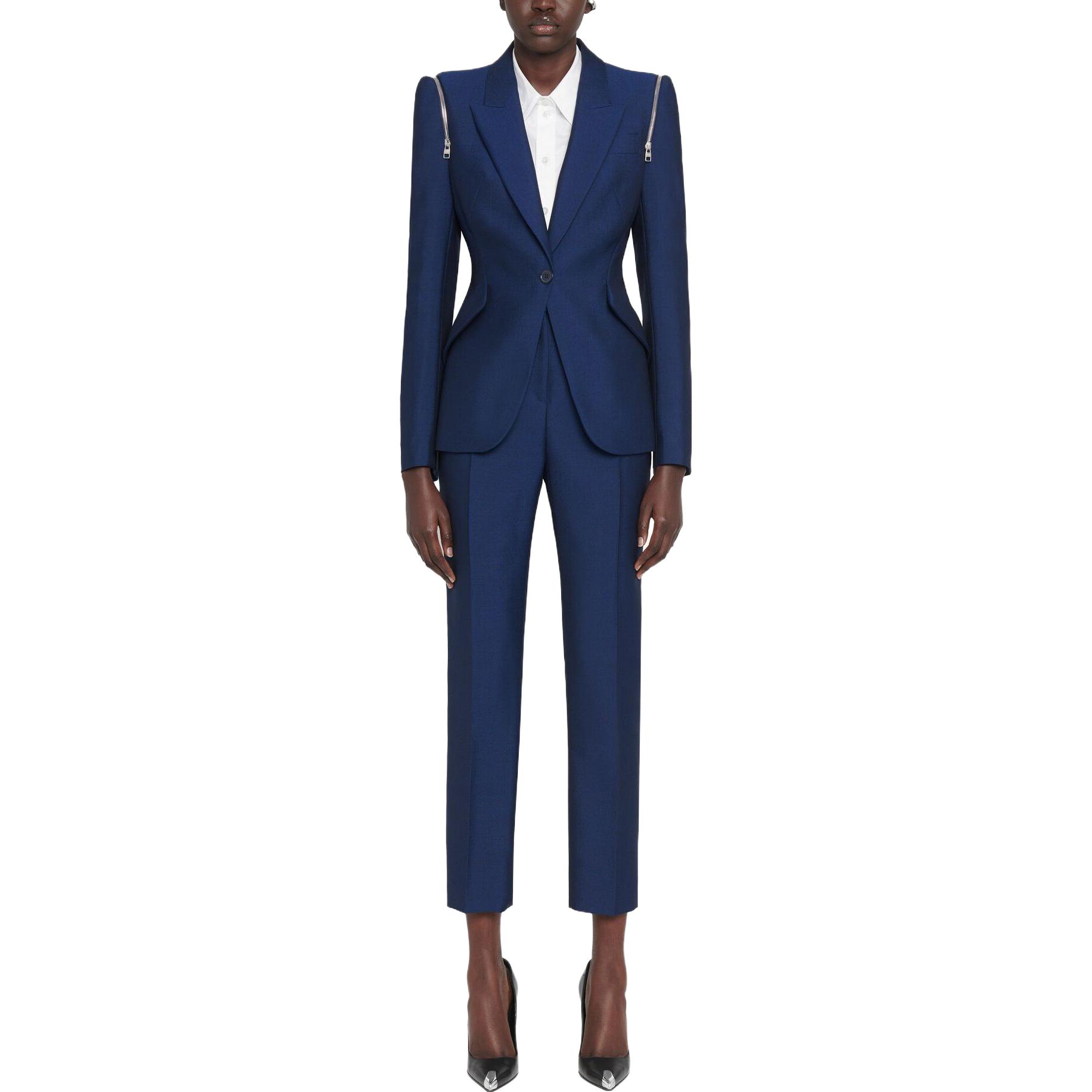 (Women) Alexander McQueen SS23  Blue Tapered Casual Pants with Zipper. 585809-QJABD-1156 圖 3