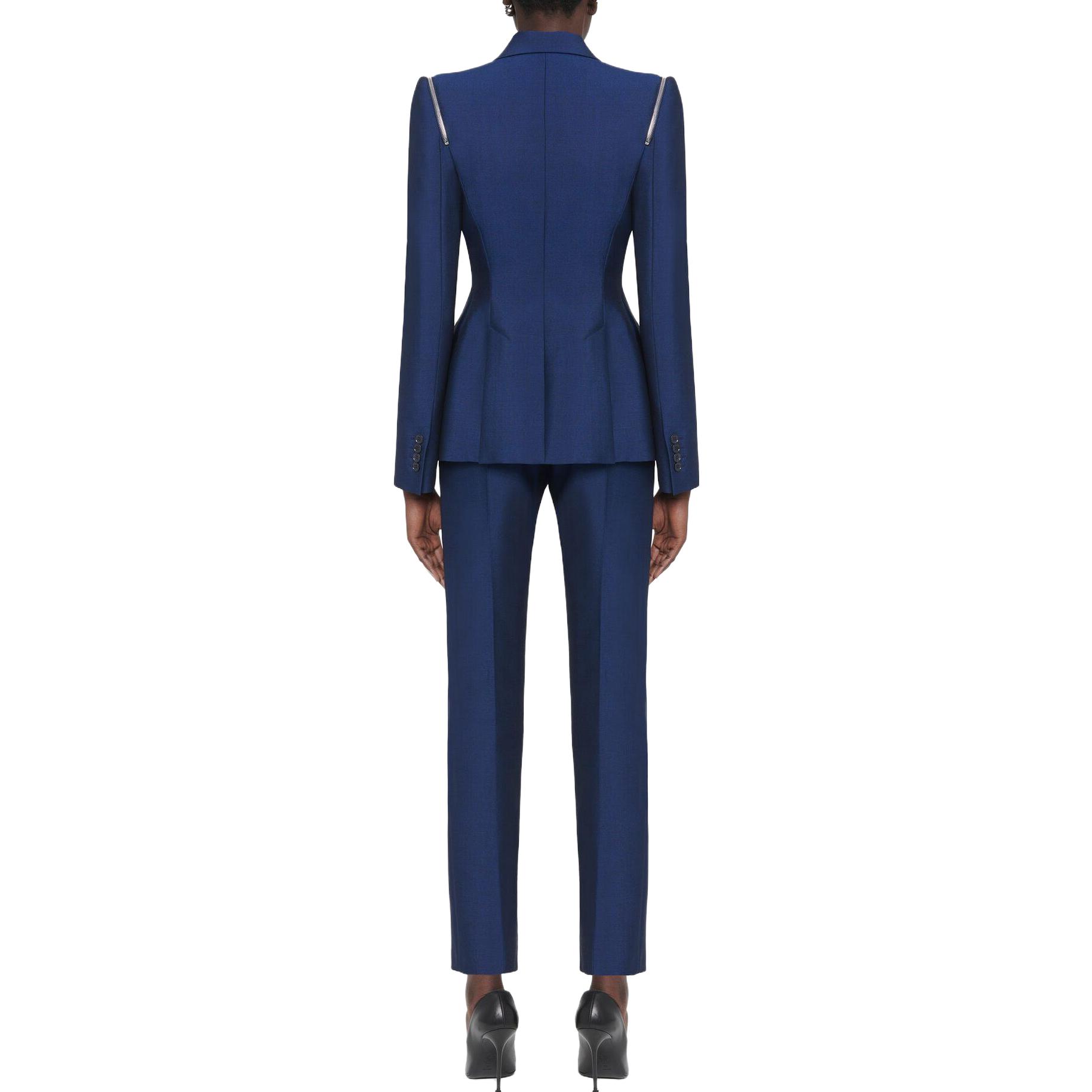 (Women) Alexander McQueen SS23  Blue Tapered Casual Pants with Zipper. 585809-QJABD-1156 圖 4