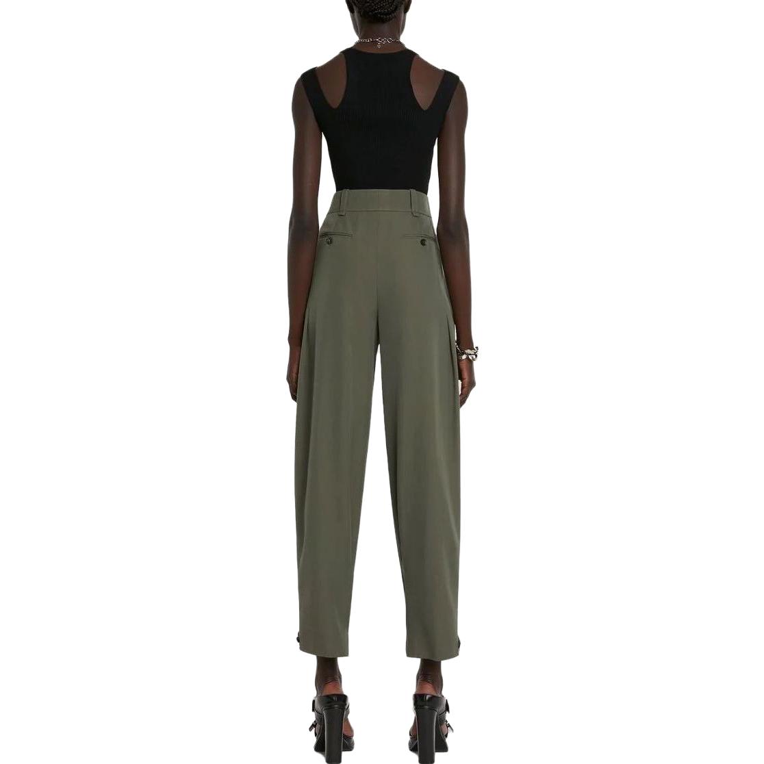 (Women) Alexander McQueen SS23  High-Waist Wide-Leg Trousers in Solid Color. 730067-QJACF-3003 圖 4
