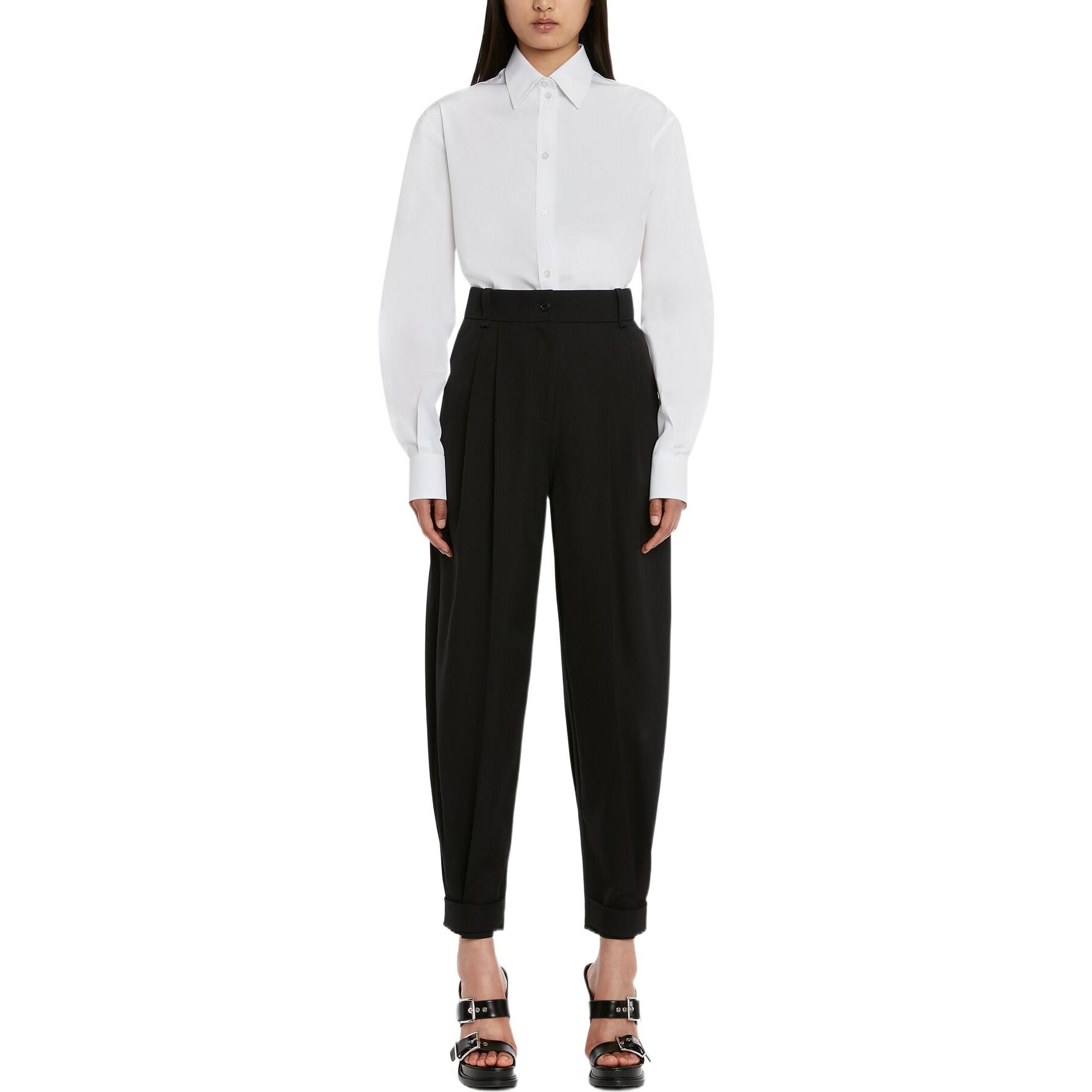 Lookbook (W) アレキサンダー・マックイーン SS23 ハイウエスト ワイドレッグ パンツ ブラック 730067-QJACF-1000