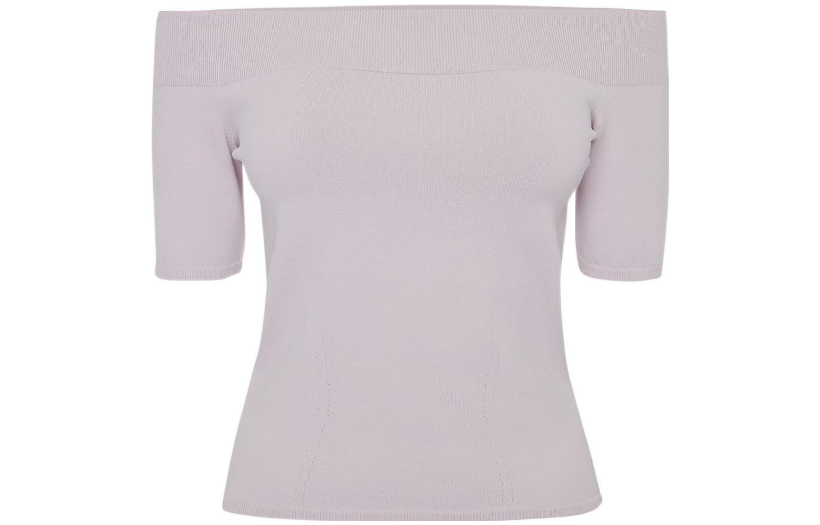 (Women) Alexander McQueen SS23  Knit Off-Shoulder Ribbed Top Light Purple 669510-Q1AV4-5093