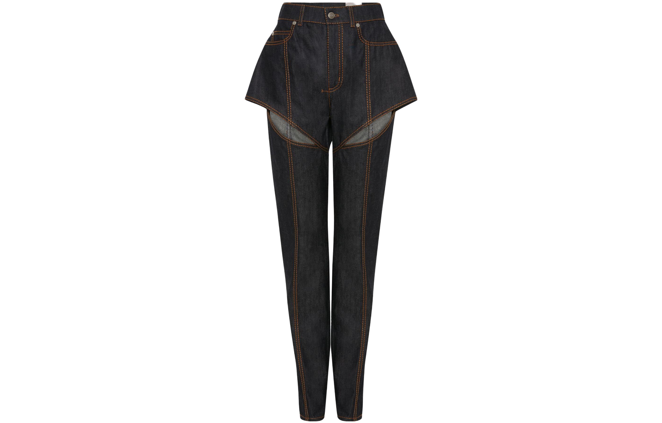 (Women) Alexander McQueen SS23  Straight-Leg Jeans with Stitch Detail Blue 741266-QMACD-4158