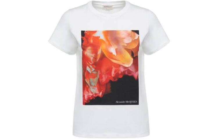 (Women) Alexander McQueen SS23  White Petal Letter Print Loose Fit T-Shirt. 758060-QZAJ1-0900 圖 2