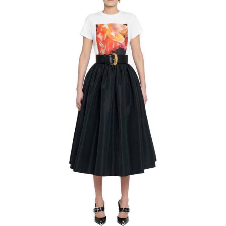 (Women) Alexander McQueen SS23  White Petal Letter Print Loose Fit T-Shirt. 758060-QZAJ1-0900 圖 3