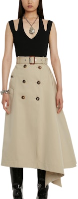 (Women) Alexander McQueen SS23 Asymmetric Belted Midi Skirt Beige Fashion. 723454-QFAAA-2019 Lookbook (Women) Alexander McQueen SS23 Asymmetric Belted Midi Skirt Beige Fashion. 723454-QFAAA-2019