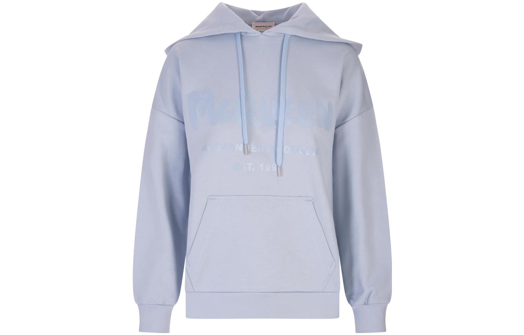 (Women) Alexander McQueen SS23 Blue Logo Print Drawstring Hoodie 674882-QZAHR-0429 圖 2