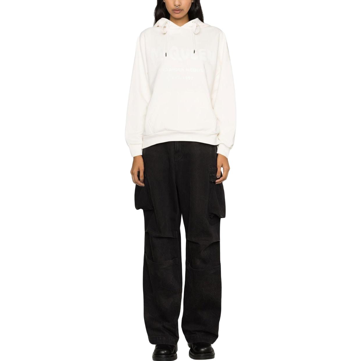 Lookbook (W) Alexander McQueen Sudadera con Capucha Logo SS23 Mujer Blanco Roto. 674882-QZAHR-0954