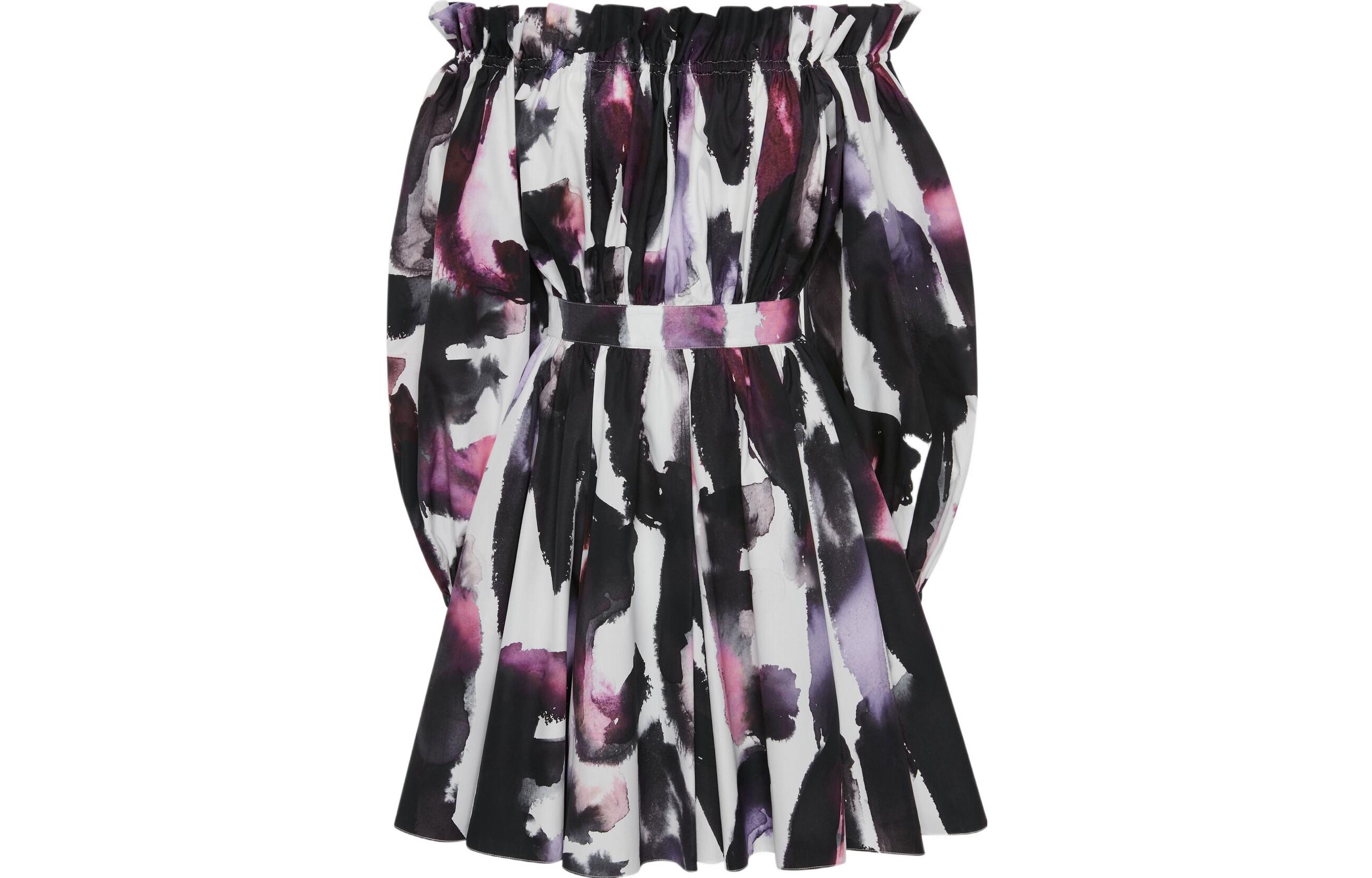 Order (Women) Alexander McQueen SS23 Off-Shoulder Printed Long Sleeve Dress Women 734388-QCAGO-9903