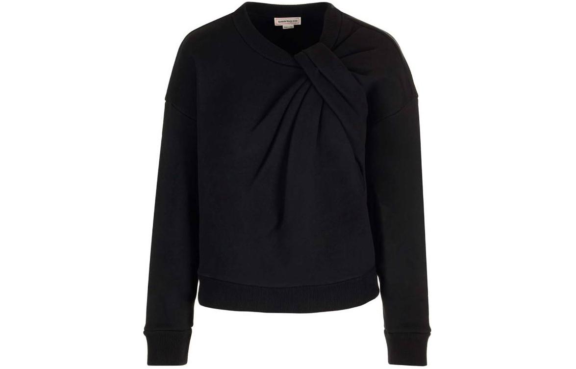 Order (Women) Alexander McQueen SS24  Black Long-Sleeve Sweatshirt with Knot Detail 777196QLAC8-1000