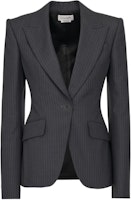 (Women) Alexander McQueen SS24 Grey Striped Print Single-Breasted Blazer. 798500-QJAEI-1124 (Women) Alexander McQueen SS24 Grey Striped Print Single-Breasted Blazer. 798500-QJAEI-1124