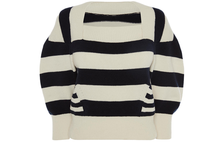 Order (Women) Alexander McQueen Striped Knit Wool Sweater Ivory Color. 650314-Q1ASV-9058