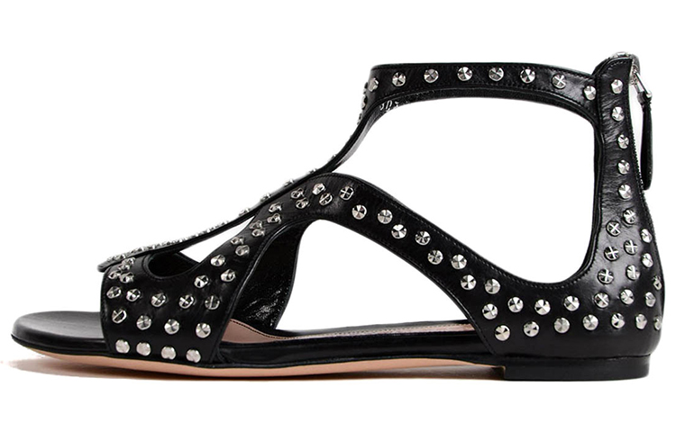 (Women) Alexander McQueen Studded Flat Sandal 'Black' 508296WHMU01000