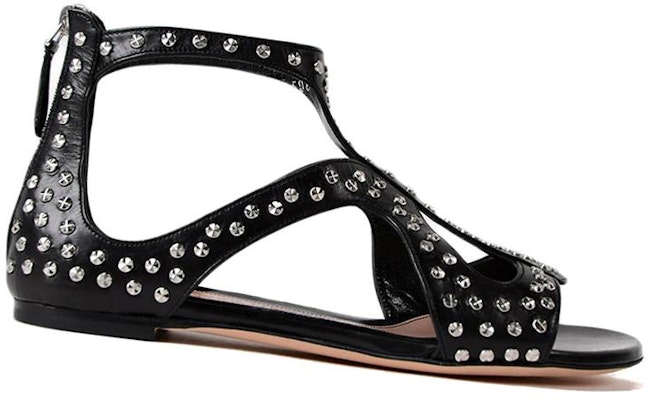 亞歷山大·麥昆 鉚釘平底時尚涼鞋 女款 黑色 Order 亞歷山大·麥昆 鉚釘平底時尚涼鞋 女款 黑色
