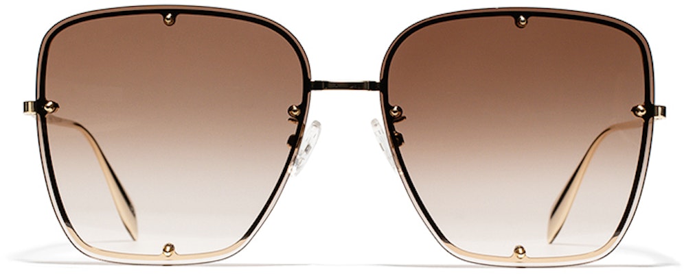 (Women) Alexander McQueen Studded Gradient Brown Square Punk Sunglasses Women AM0364S-002-63 Lookbook (Women) Alexander McQueen Studded Gradient Brown Square Punk Sunglasses Women AM0364S-002-63