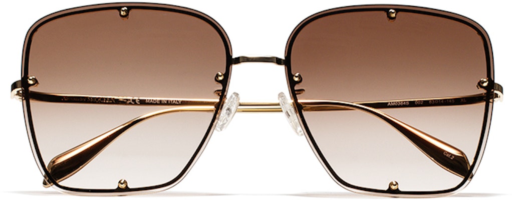 (Women) Alexander McQueen Studded Gradient Brown Square Punk Sunglasses Women AM0364S-002-63 Purchase (Women) Alexander McQueen Studded Gradient Brown Square Punk Sunglasses Women AM0364S-002-63