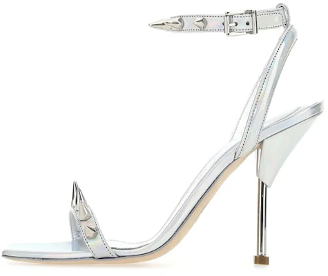 (Women) Alexander McQueen Studded Metallic Leather Sandals 'Silver' 703983W4T748258 Buy (Women) Alexander McQueen Studded Metallic Leather Sandals 'Silver' 703983W4T748258