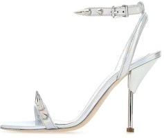 (Women) Alexander McQueen Studded Metallic Leather Sandals 'Silver' 703983W4T748258 (Women) Alexander McQueen Studded Metallic Leather Sandals 'Silver' 703983W4T748258