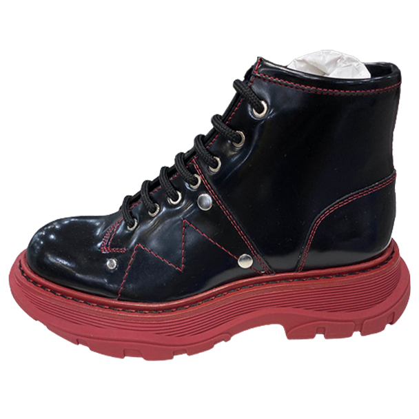 (Women) Alexander McQueen Studded Polished Leather Ankle Boots 'Black' 595469WHQSG1169