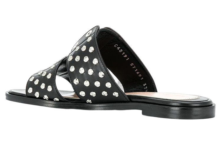 Shop (W) アレキサンダー・マックイーン スタッズ スライドサンダル (ブラック) 571691WHMUJ1081