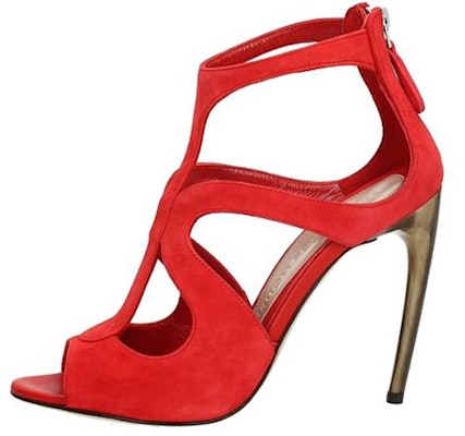 亞歷山大·麥昆 絨面革麂皮高跟涼鞋 女款 紅色 Buy 亞歷山大·麥昆 絨面革麂皮高跟涼鞋 女款 紅色