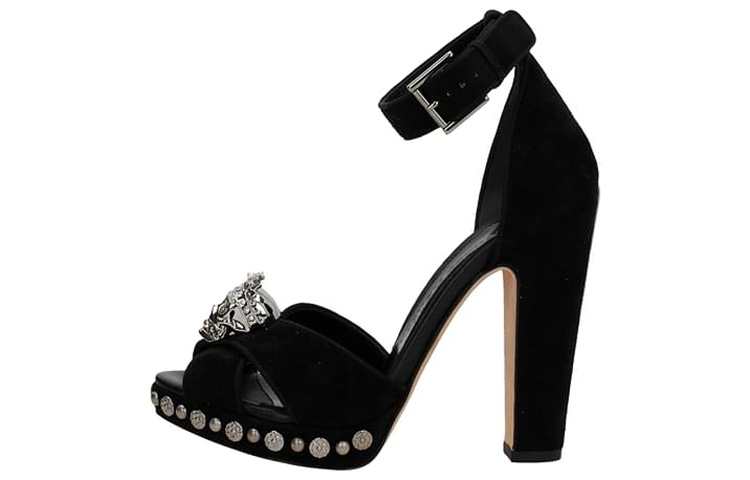 Buy (W) Sandal Hak Tinggi Suede Alexander McQueen 'Hitam' 438036WHIF41000