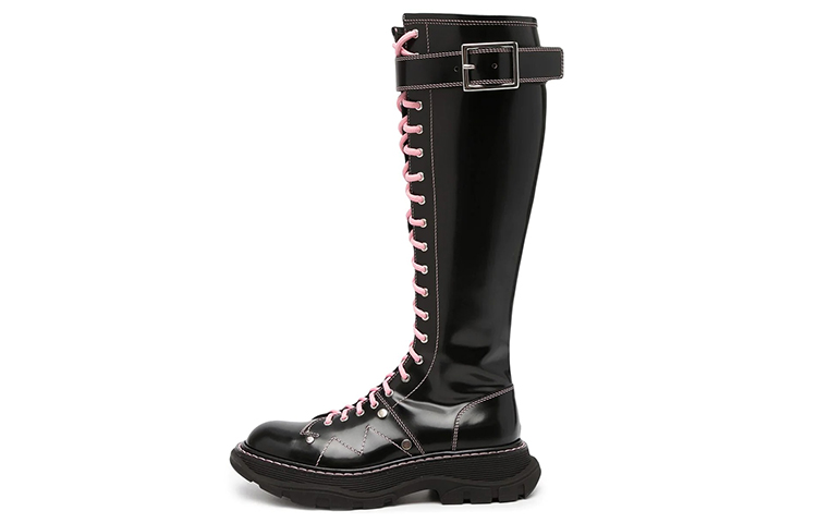 (Women) Alexander McQueen Tread Lace Up Boot 'Black Pastel Pink' 595466-WHZ88-1336