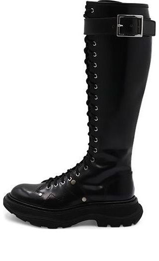 (Women) Alexander McQueen Tread Lace Up Boot 'Black Silver' 595466-WHZ81-1081