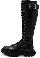 (Women) Alexander McQueen Tread Lace Up Boot 'Black Silver' 595466-WHZ81-1081 (Women) Alexander McQueen Tread Lace Up Boot 'Black Silver' 595466-WHZ81-1081